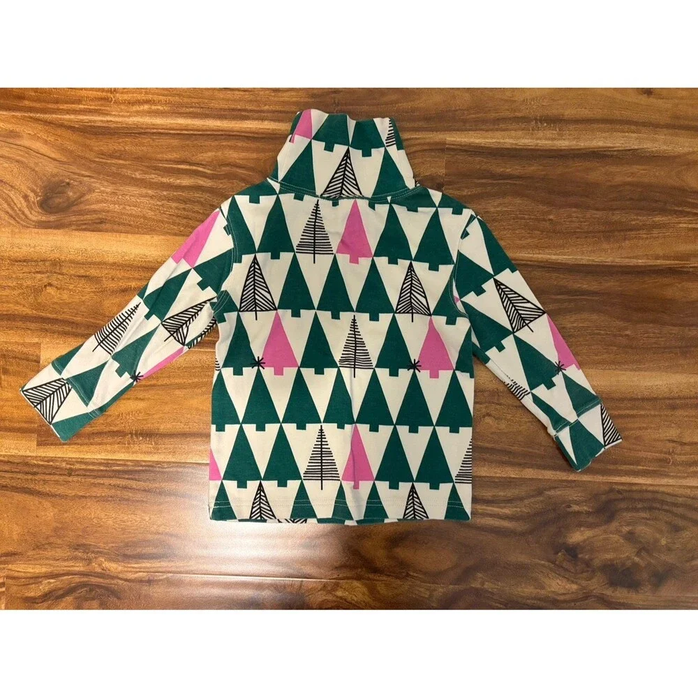 Hanna Andersson Holiday Turtleneck, Tree Print, Size 3T